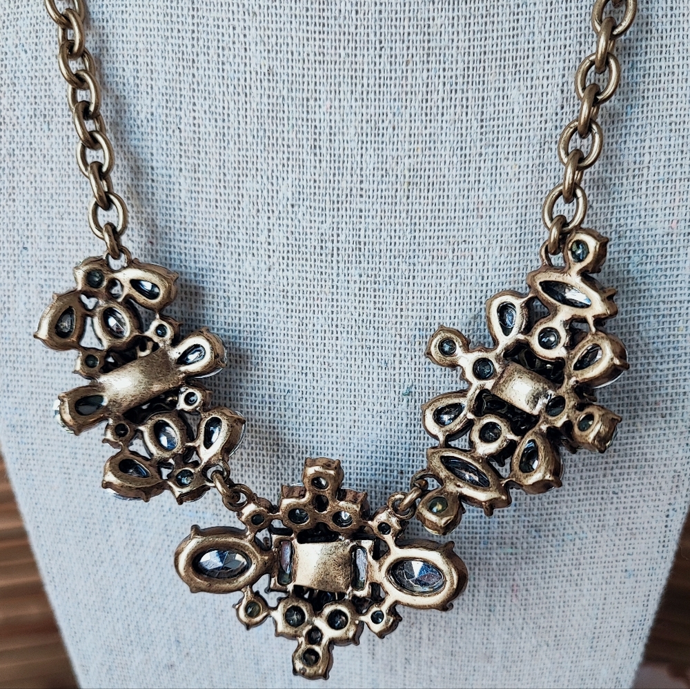 J. Crew Formal Clear Rhinestone Statement Necklace With Dust Bag Formal Bridal - Picture 5 of 16